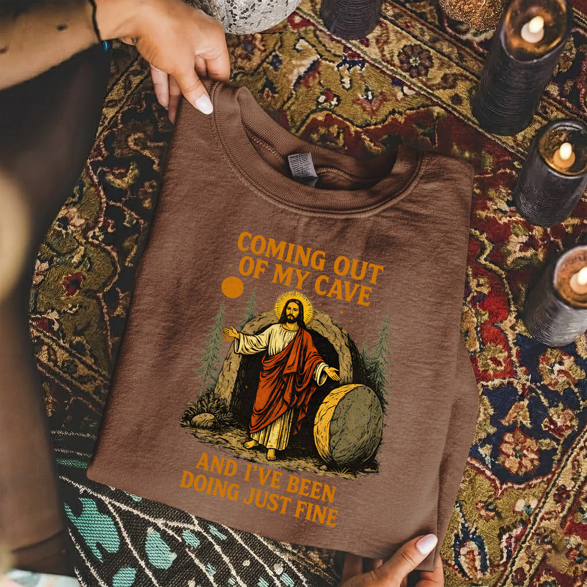 Coming Out of My Cave Christian Easter Humor – He is Risen – Unisex Tshirt / Hoodie / Sweatshirt