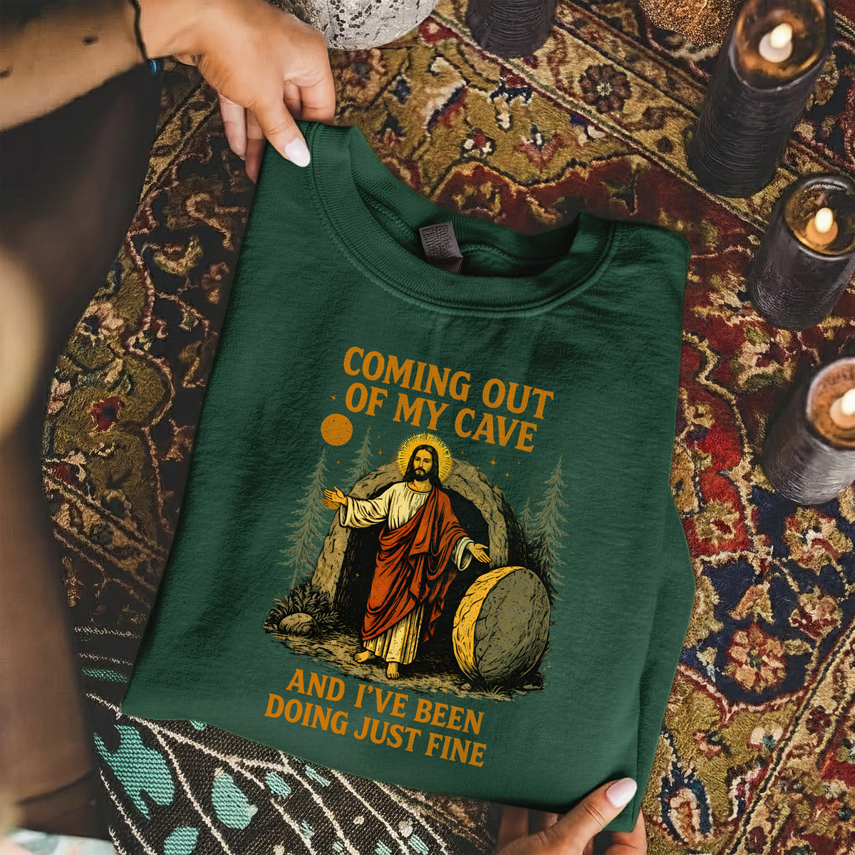Coming Out of My Cave Christian Easter Humor – He is Risen – Unisex Tshirt / Hoodie / Sweatshirt