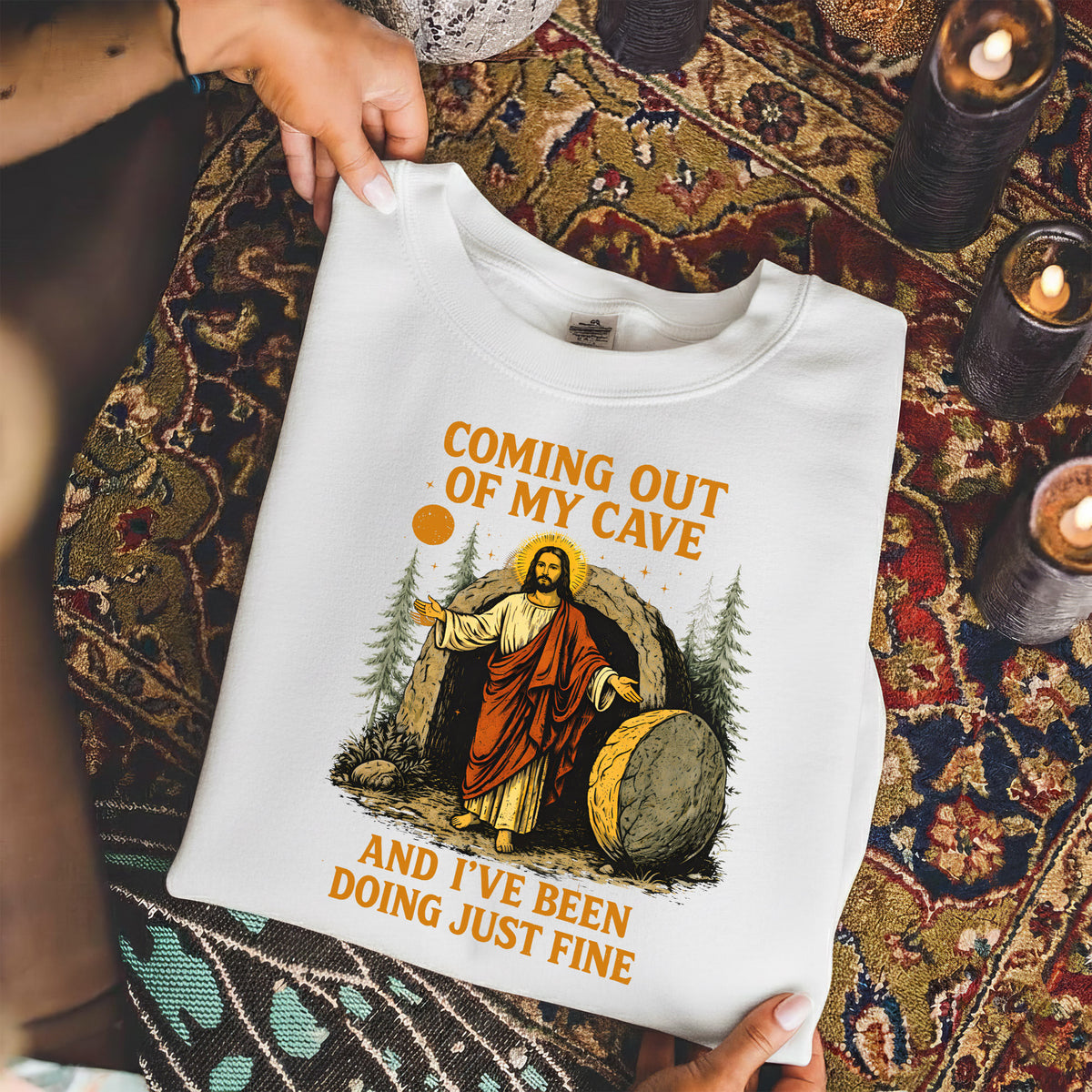 Coming Out of My Cave Christian Easter Humor – He is Risen – Unisex Tshirt / Hoodie / Sweatshirt