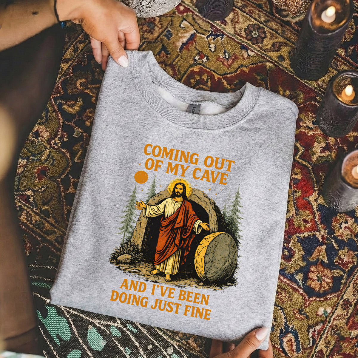 Coming Out of My Cave Christian Easter Humor – He is Risen – Unisex Tshirt / Hoodie / Sweatshirt