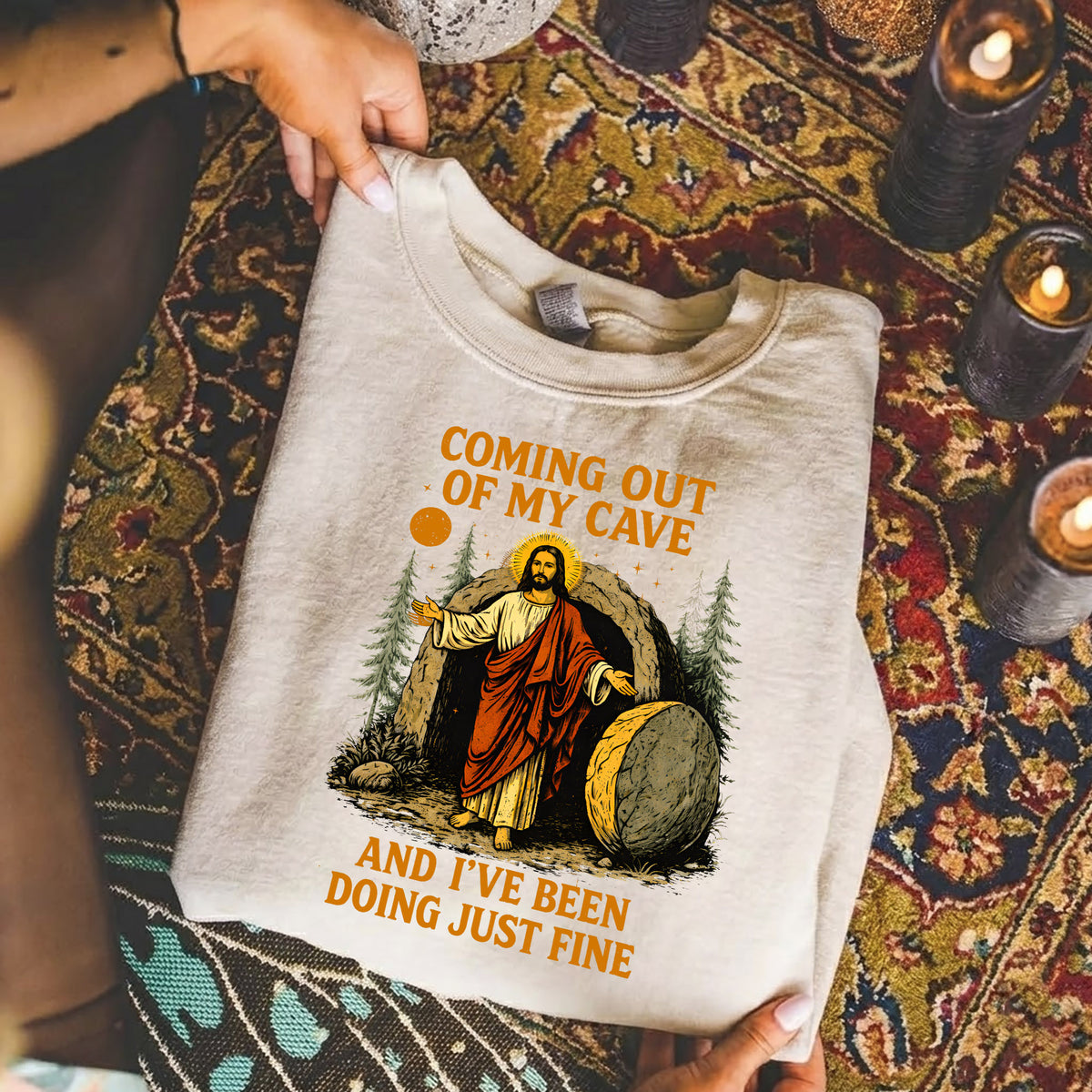 Coming Out of My Cave Christian Easter Humor – He is Risen – Unisex Tshirt / Hoodie / Sweatshirt