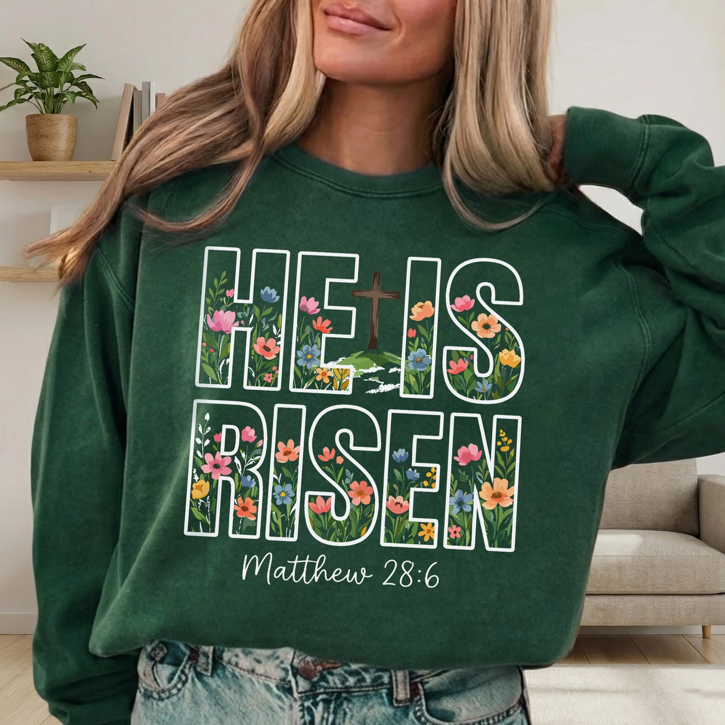 He Is Risen Floral Matthew 28:6 Christian – He is Risen – Unisex Tshirt / Hoodie / Sweatshirt