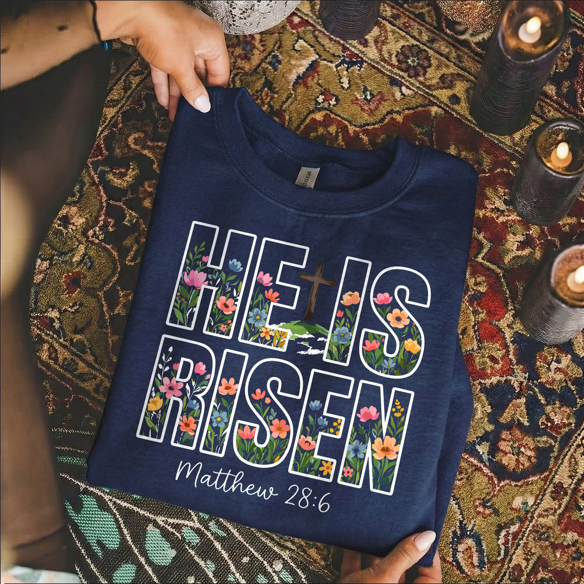 He Is Risen Floral Matthew 28:6 Christian – He is Risen – Unisex Tshirt / Hoodie / Sweatshirt