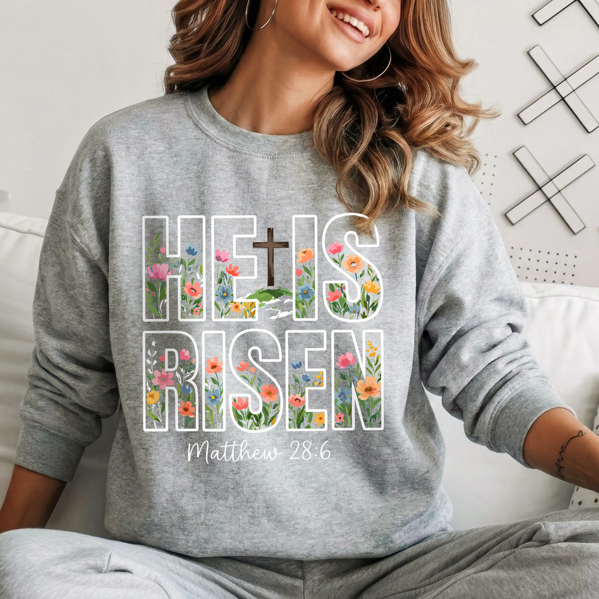 He Is Risen Floral Matthew 28:6 Christian – He is Risen – Unisex Tshirt / Hoodie / Sweatshirt