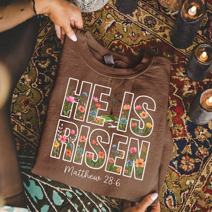 He Is Risen Floral Matthew 28:6 Christian – He is Risen – Unisex Tshirt / Hoodie / Sweatshirt