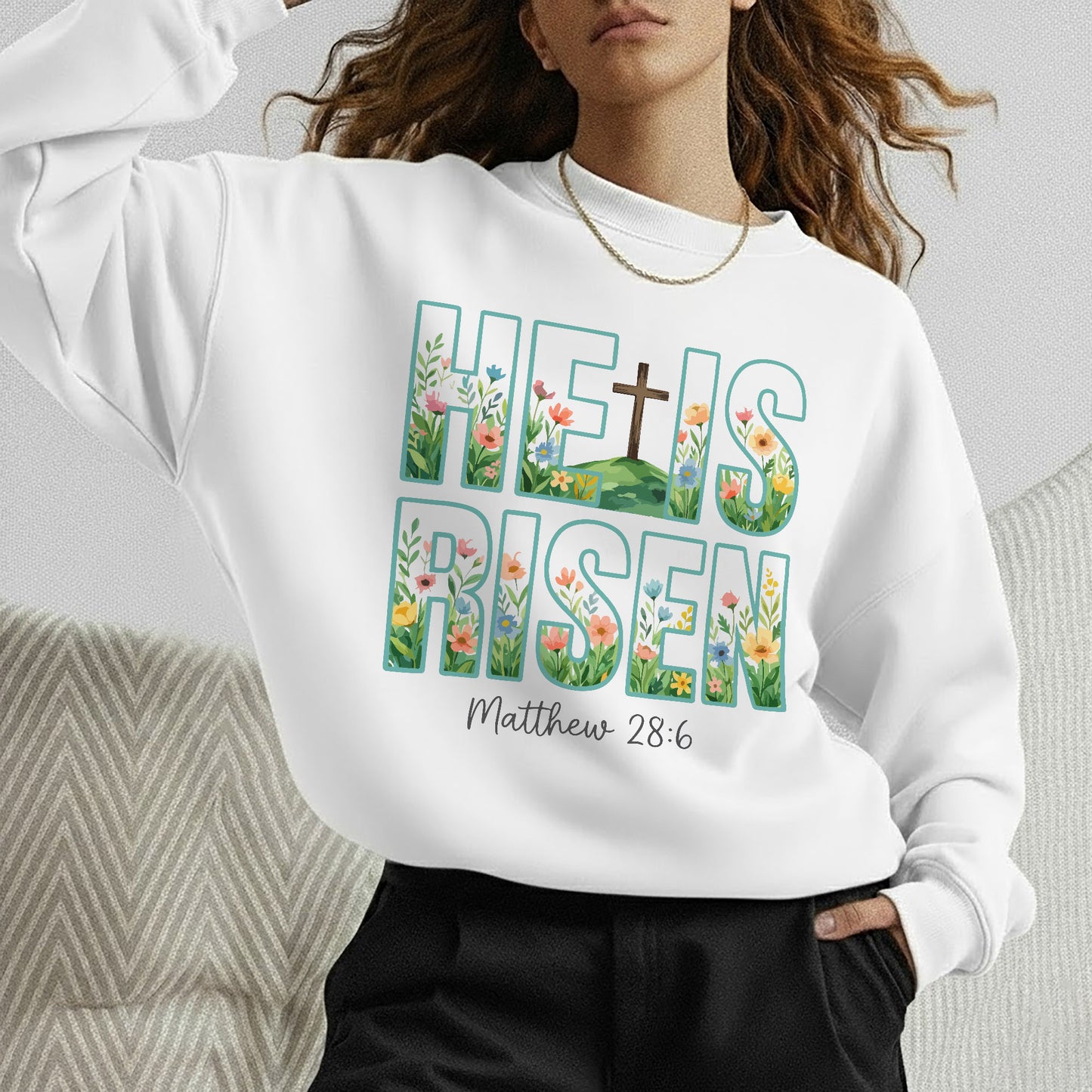 He Is Risen Floral Matthew 28:6 Christian – He is Risen – Unisex Tshirt / Hoodie / Sweatshirt