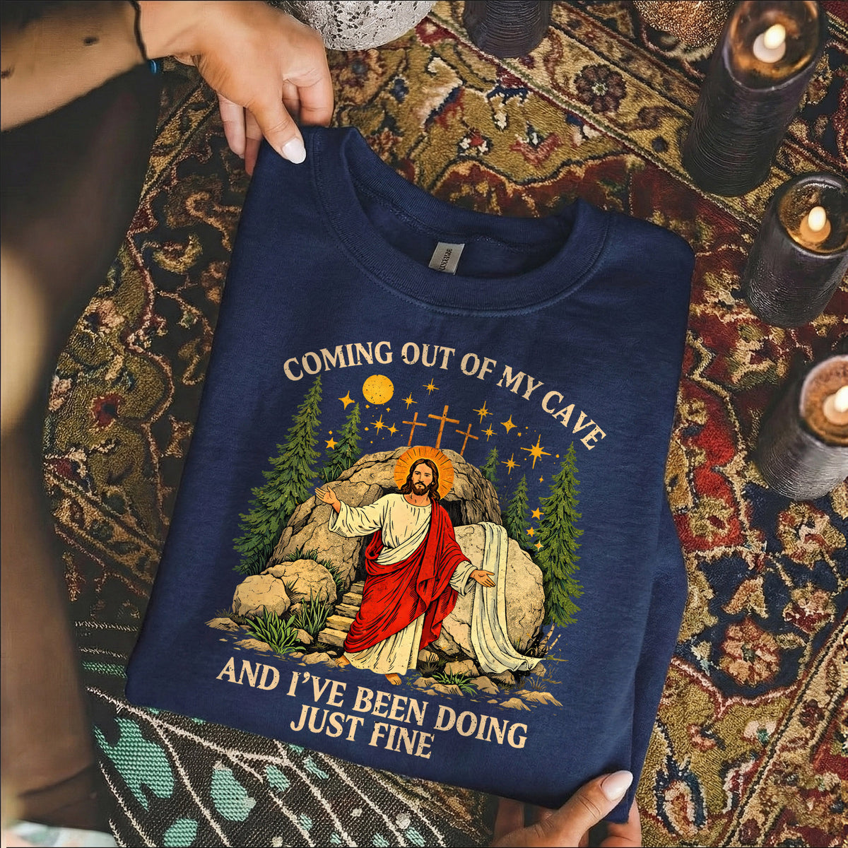 Vintage Coming Out of My Cave Jesus Easter – He is Risen – Unisex Tshirt / Hoodie / Sweatshirt