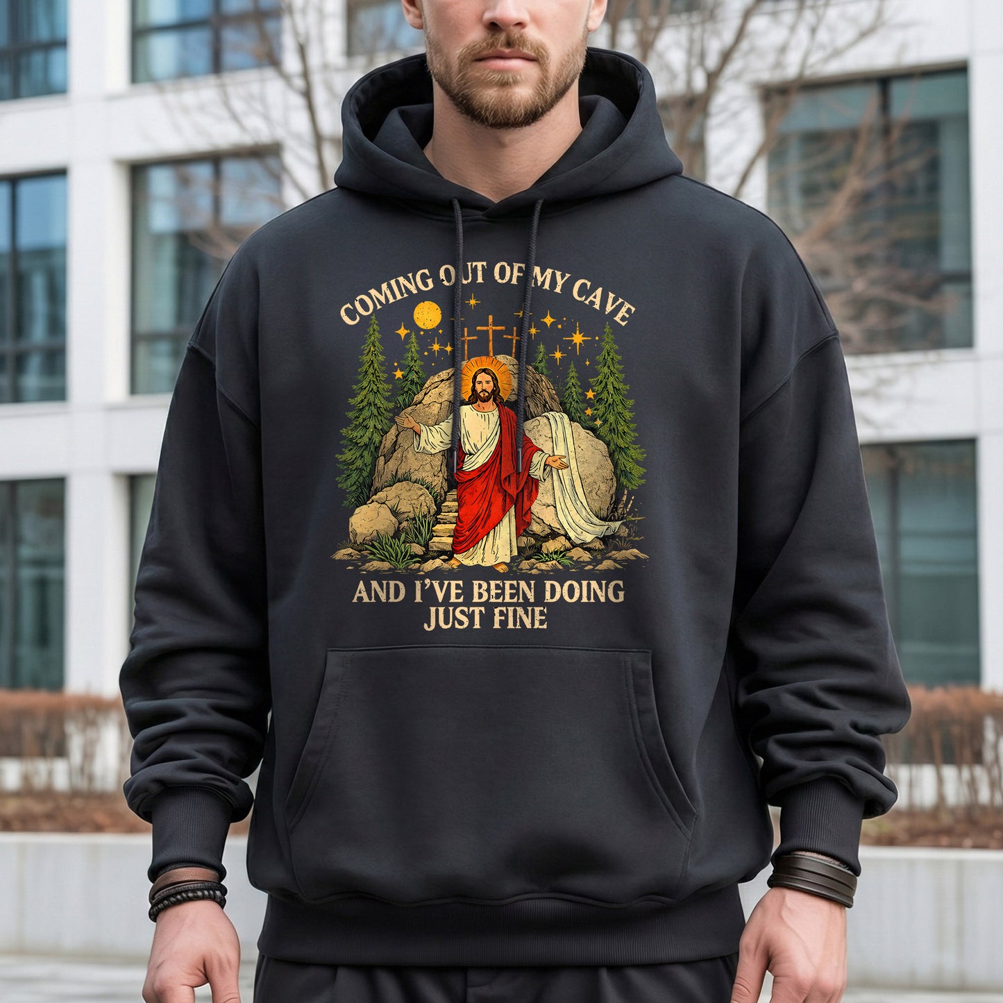 Vintage Coming Out of My Cave Jesus Easter – He is Risen – Unisex Tshirt / Hoodie / Sweatshirt