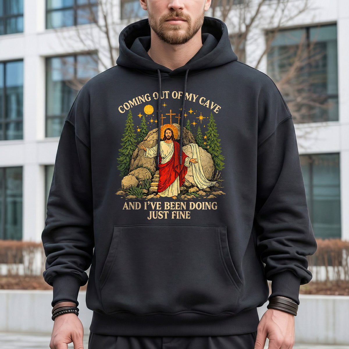 Vintage Coming Out of My Cave Jesus Easter – He is Risen – Unisex Tshirt / Hoodie / Sweatshirt