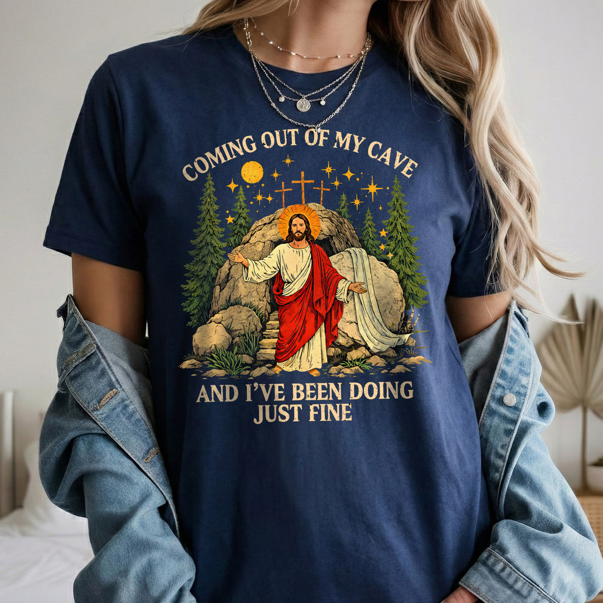 Vintage Coming Out of My Cave Jesus Easter – He is Risen – Unisex Tshirt / Hoodie / Sweatshirt