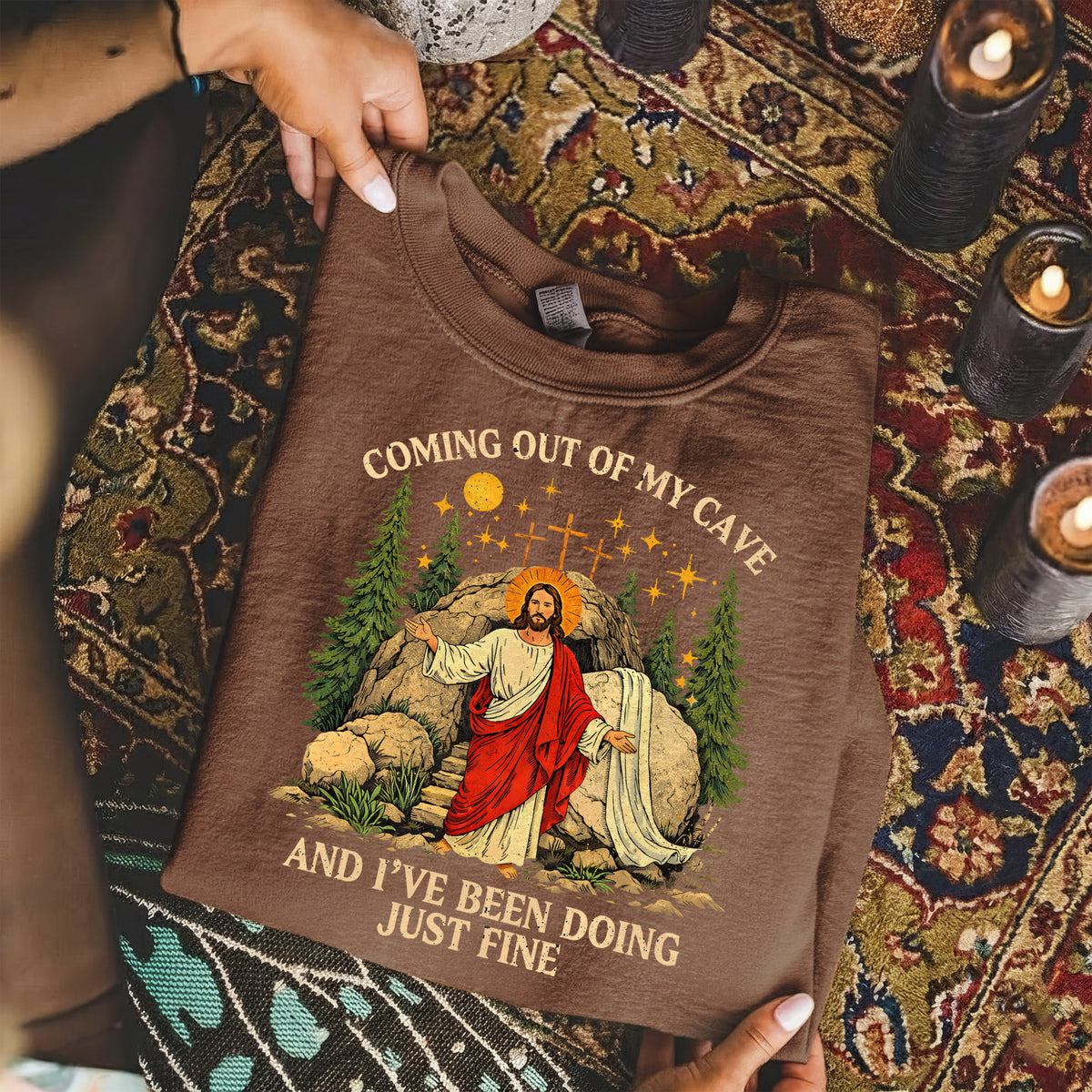 Vintage Coming Out of My Cave Jesus Easter – He is Risen – Unisex Tshirt / Hoodie / Sweatshirt