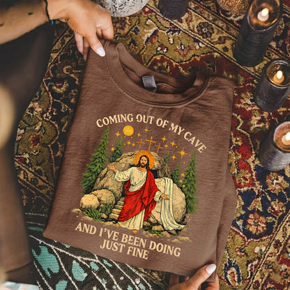 Vintage Coming Out of My Cave Jesus Easter – He is Risen – Unisex Tshirt / Hoodie / Sweatshirt