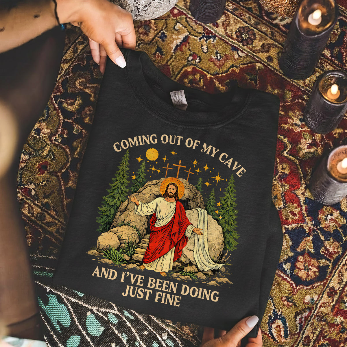 Vintage Coming Out of My Cave Jesus Easter – He is Risen – Unisex Tshirt / Hoodie / Sweatshirt