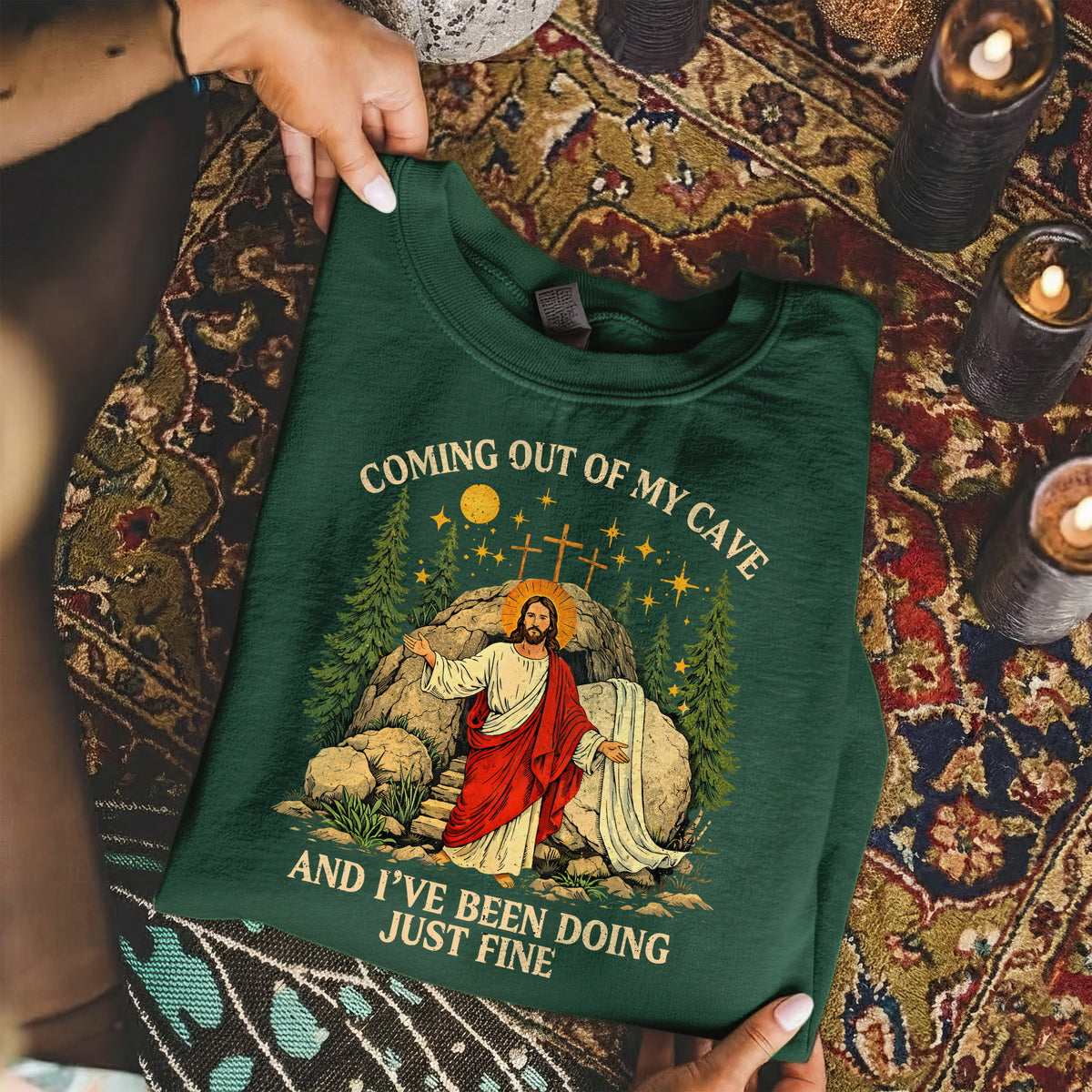 Vintage Coming Out of My Cave Jesus Easter – He is Risen – Unisex Tshirt / Hoodie / Sweatshirt