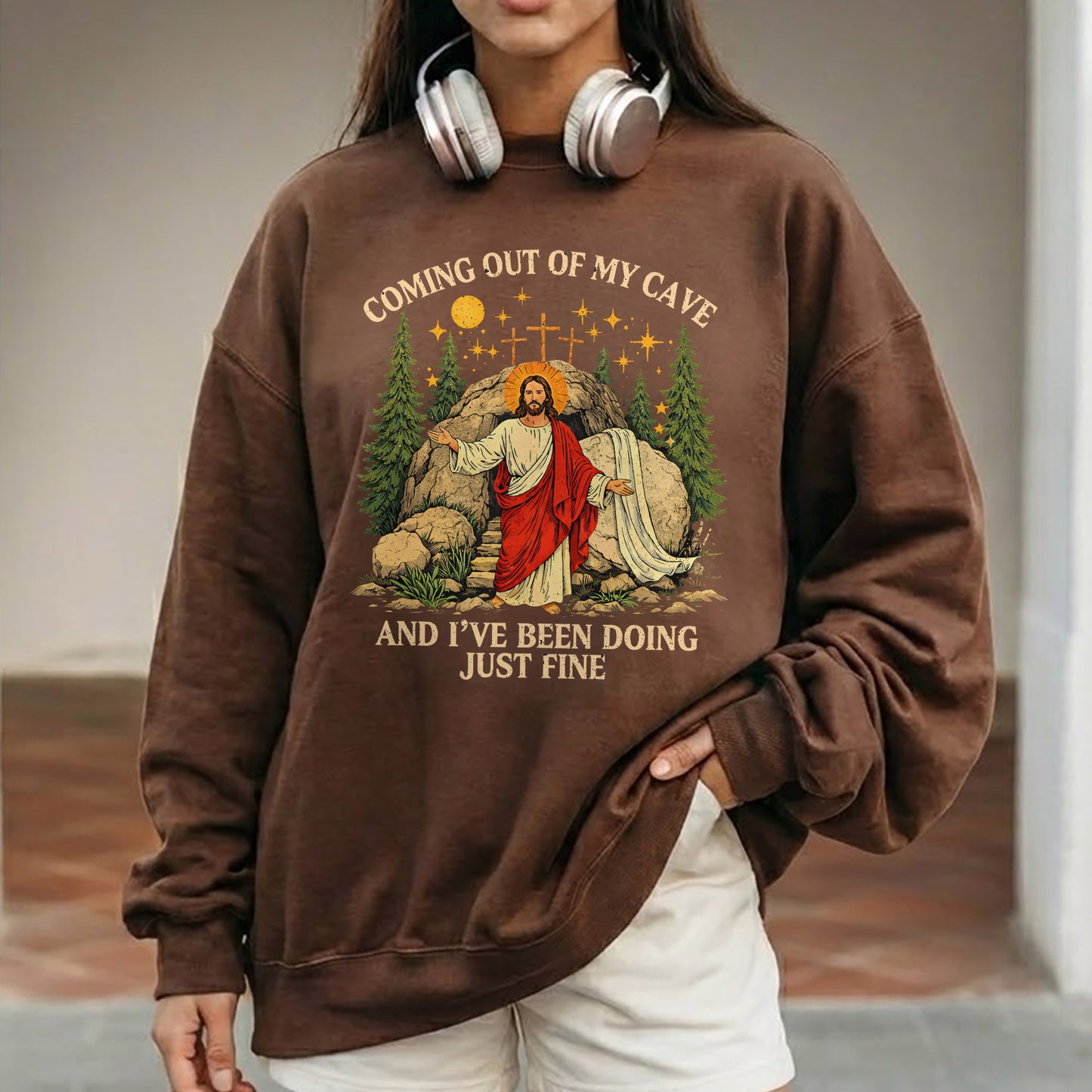 Vintage Coming Out of My Cave Jesus Easter – He is Risen – Unisex Tshirt / Hoodie / Sweatshirt