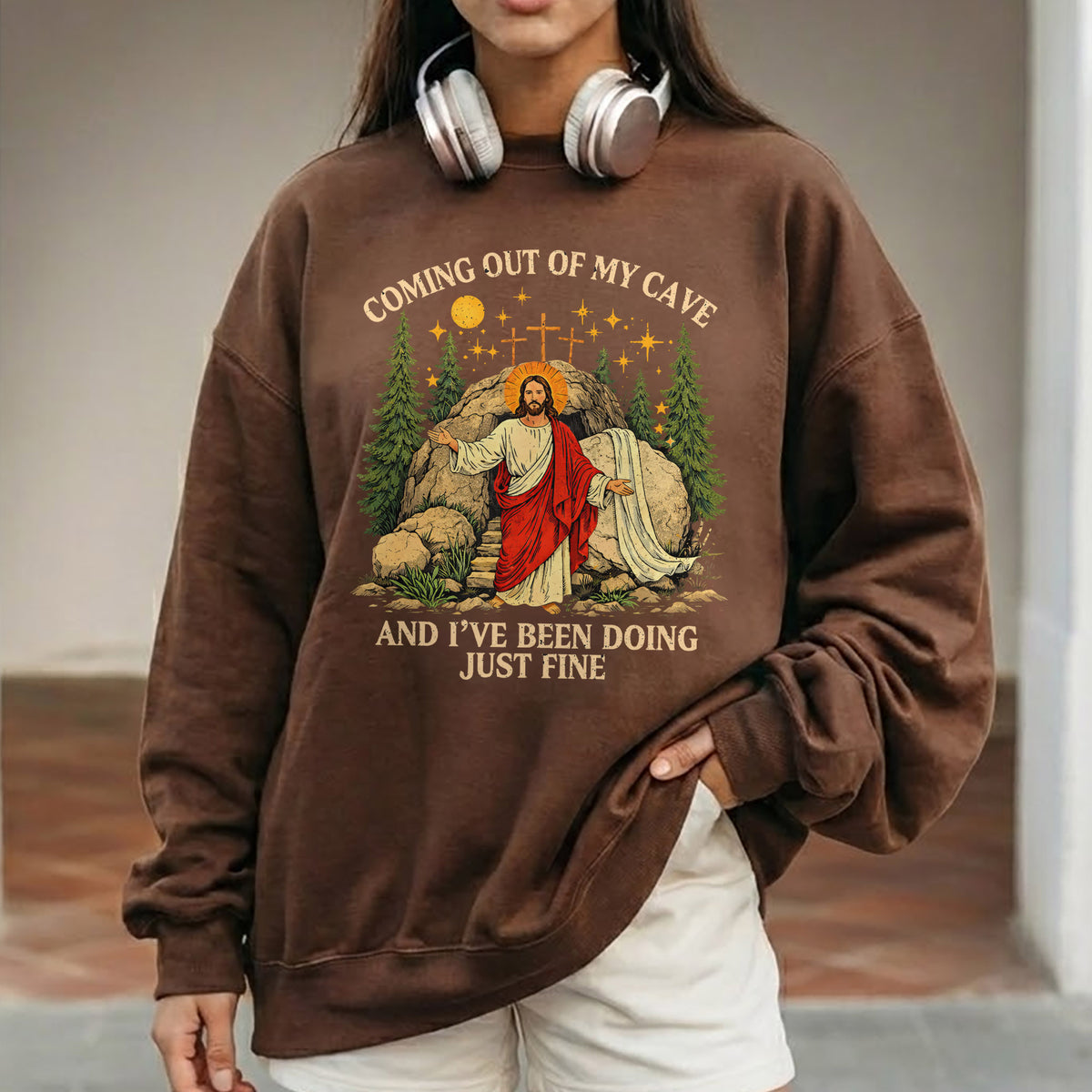 Vintage Coming Out of My Cave Jesus Easter – He is Risen – Unisex Tshirt / Hoodie / Sweatshirt