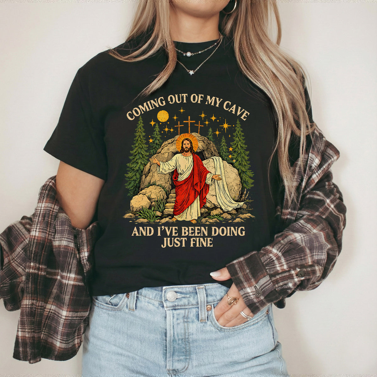 Vintage Coming Out of My Cave Jesus Easter – He is Risen – Unisex Tshirt / Hoodie / Sweatshirt