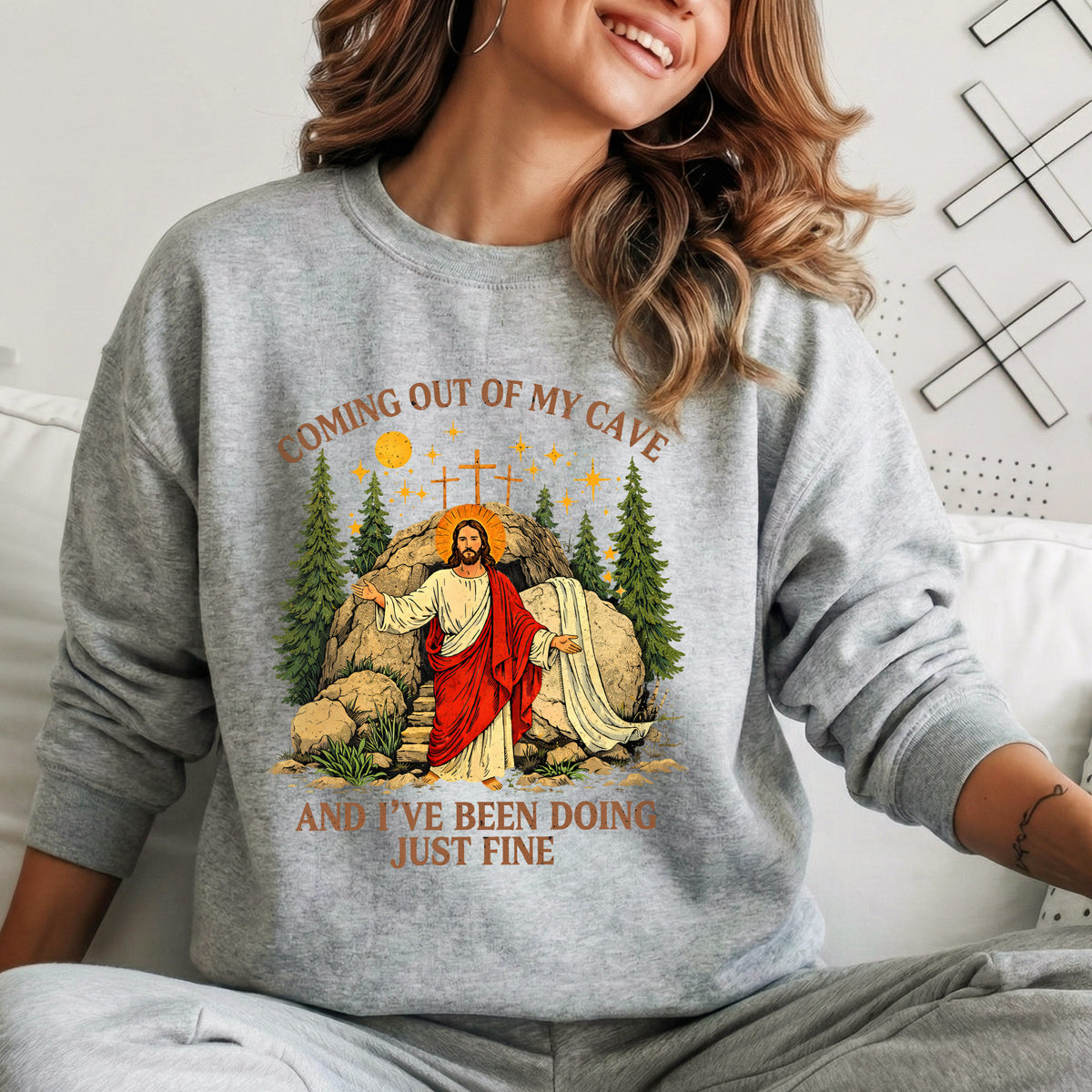 Vintage Coming Out of My Cave Jesus Easter – He is Risen – Unisex Tshirt / Hoodie / Sweatshirt