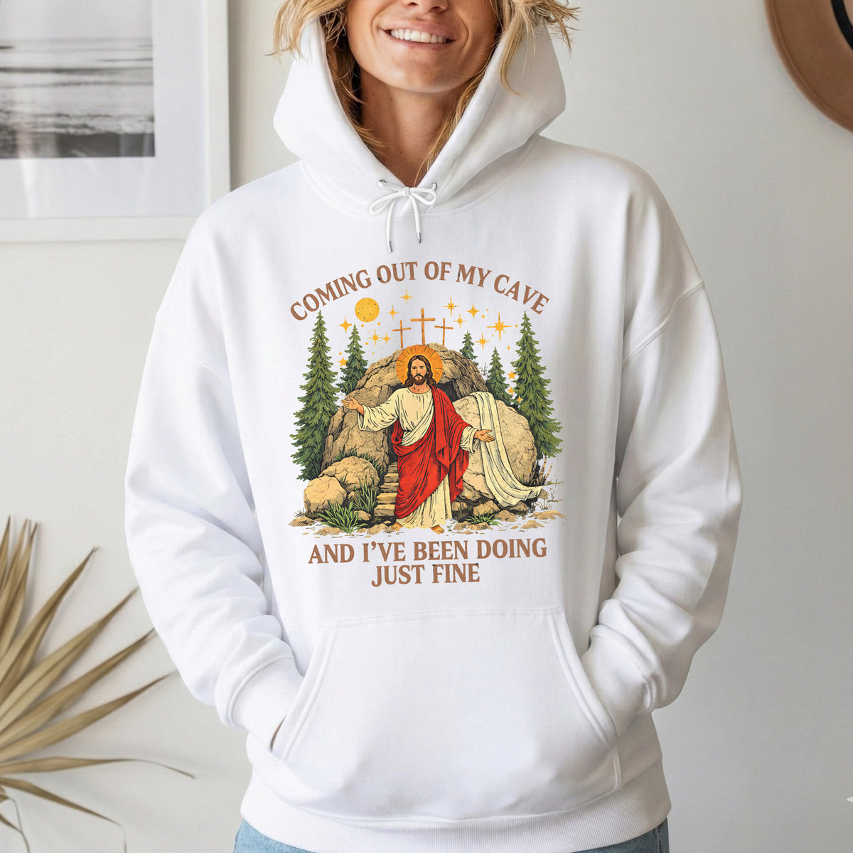 Vintage Coming Out of My Cave Jesus Easter – He is Risen – Unisex Tshirt / Hoodie / Sweatshirt