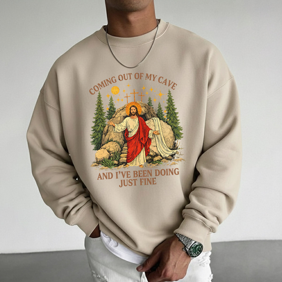 Vintage Coming Out of My Cave Jesus Easter – He is Risen – Unisex Tshirt / Hoodie / Sweatshirt