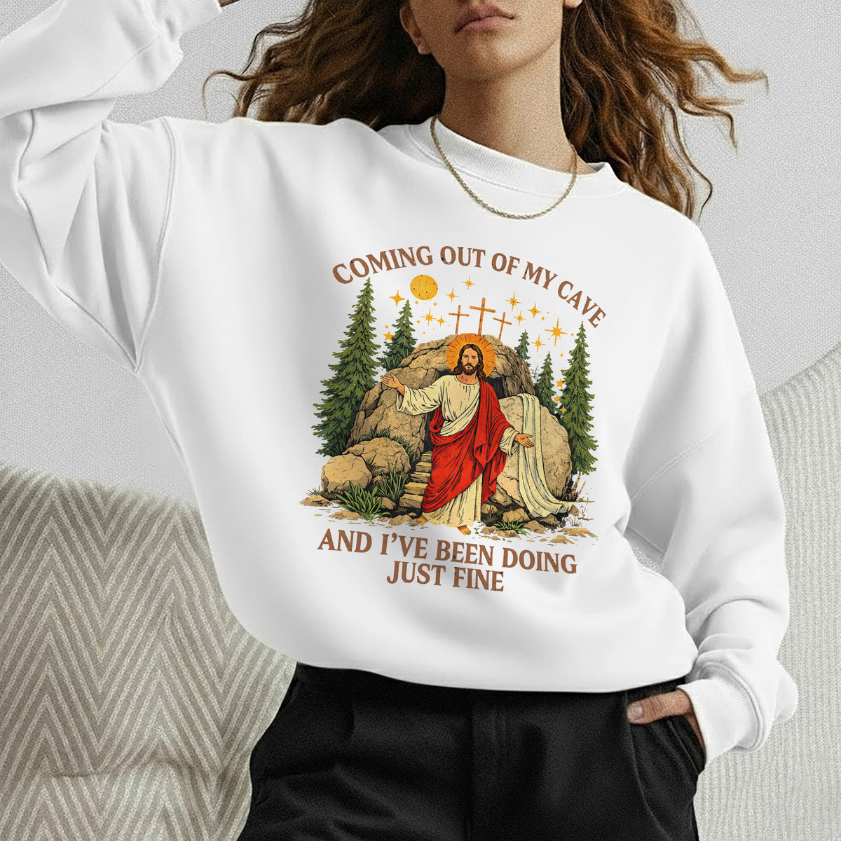 Vintage Coming Out of My Cave Jesus Easter – He is Risen – Unisex Tshirt / Hoodie / Sweatshirt