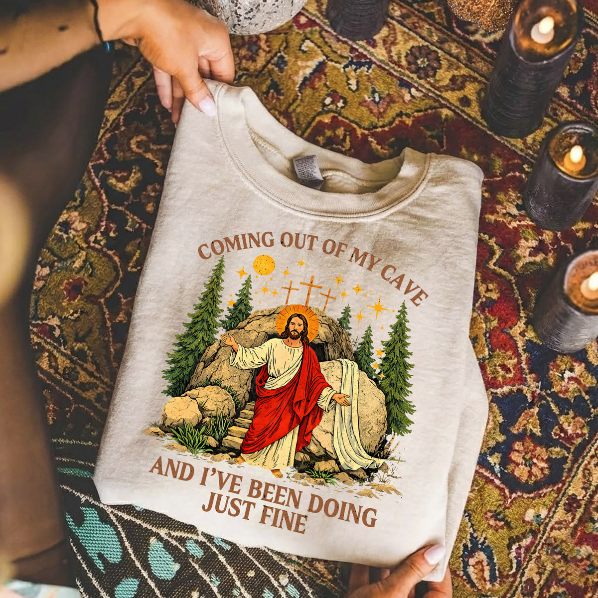 Vintage Coming Out of My Cave Jesus Easter – He is Risen – Unisex Tshirt / Hoodie / Sweatshirt