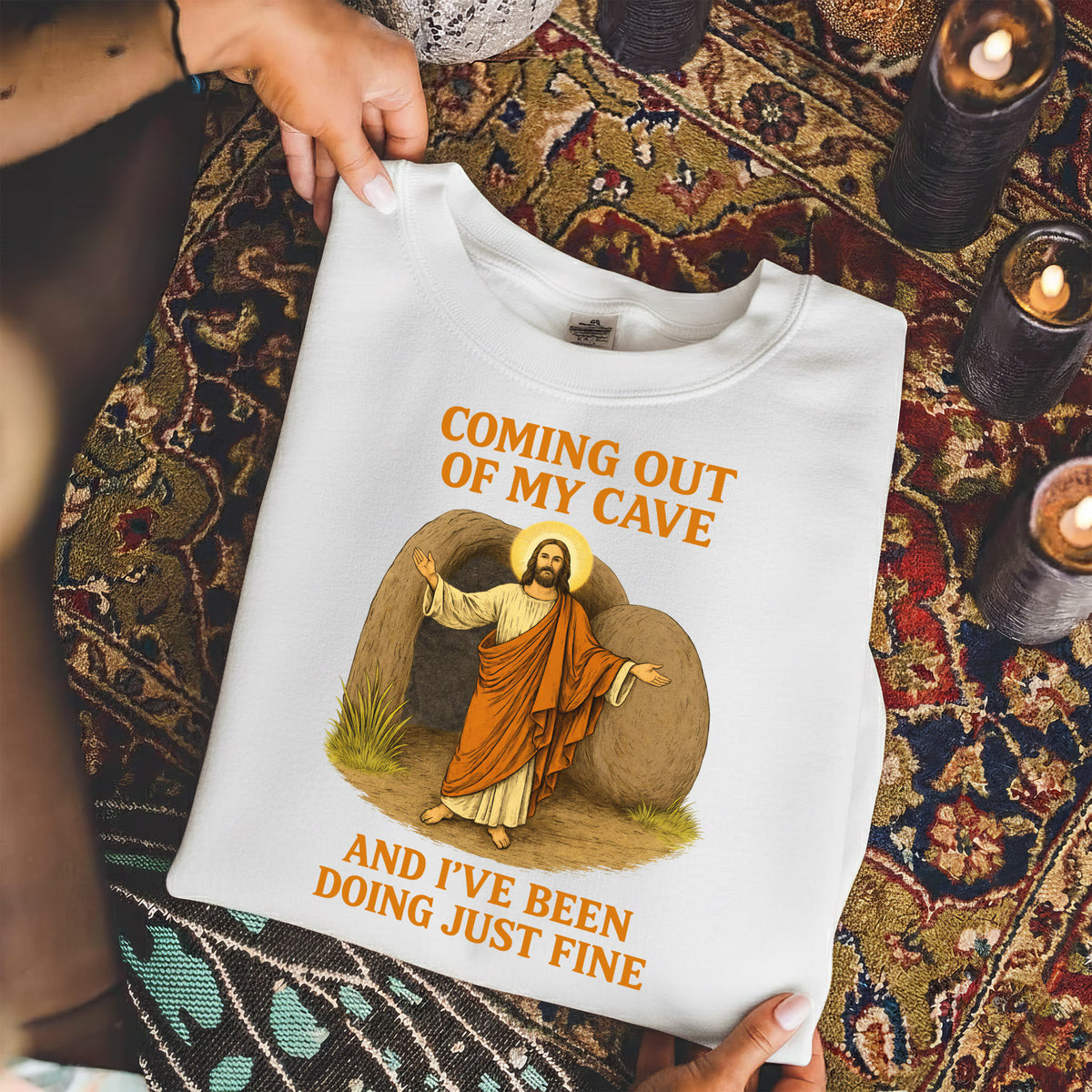 Coming Out of My Cave, Jesus Resurrection – He is Risen – Unisex Tshirt / Hoodie / Sweatshirt
