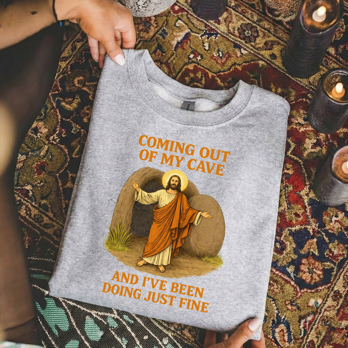 Coming Out of My Cave, Jesus Resurrection – He is Risen – Unisex Tshirt / Hoodie / Sweatshirt
