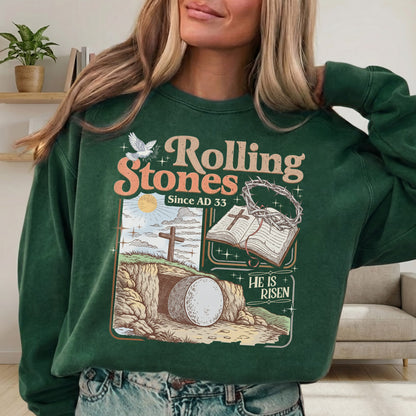 Rolling Stones Since AD 33 Christian Easter – He is Risen – Unisex Tshirt / Hoodie / Sweatshirt