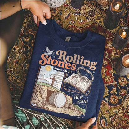 Rolling Stones Since AD 33 Christian Easter – He is Risen – Unisex Tshirt / Hoodie / Sweatshirt