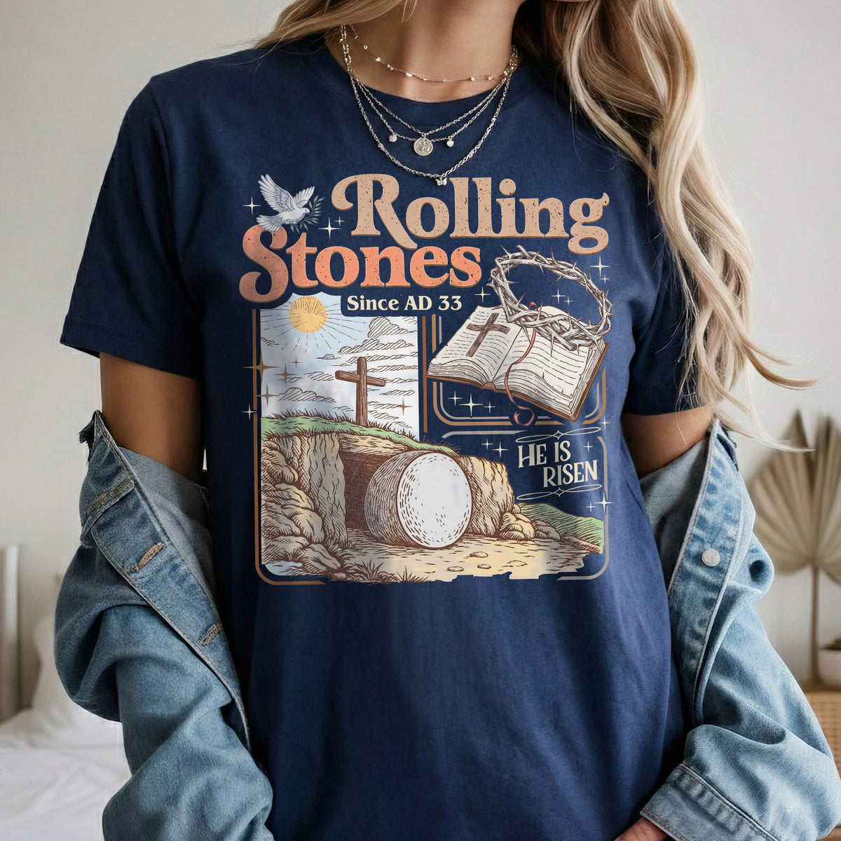 Rolling Stones Since AD 33 Christian Easter – He is Risen – Unisex Tshirt / Hoodie / Sweatshirt