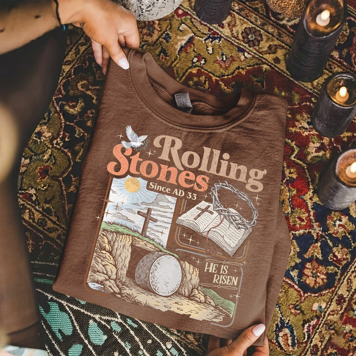 Rolling Stones Since AD 33 Christian Easter – He is Risen – Unisex Tshirt / Hoodie / Sweatshirt
