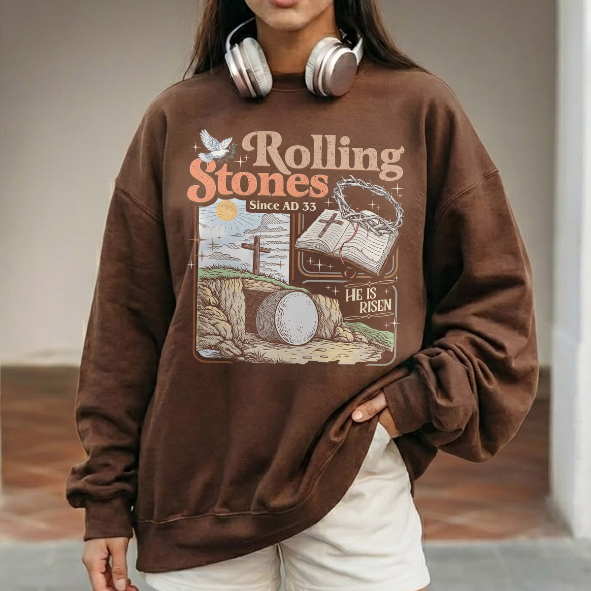 Rolling Stones Since AD 33 Christian Easter – He is Risen – Unisex Tshirt / Hoodie / Sweatshirt
