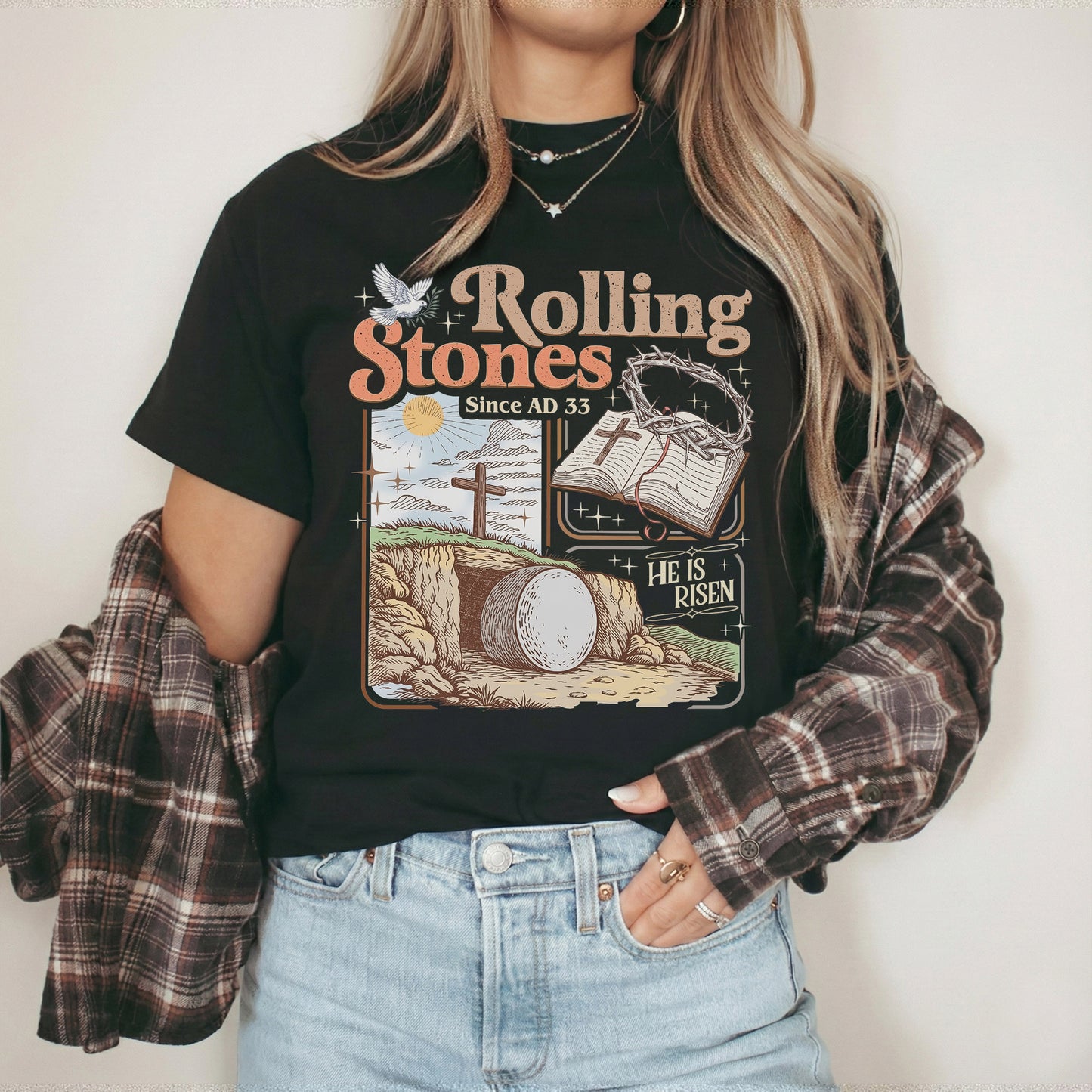 Rolling Stones Since AD 33 Christian Easter – He is Risen – Unisex Tshirt / Hoodie / Sweatshirt