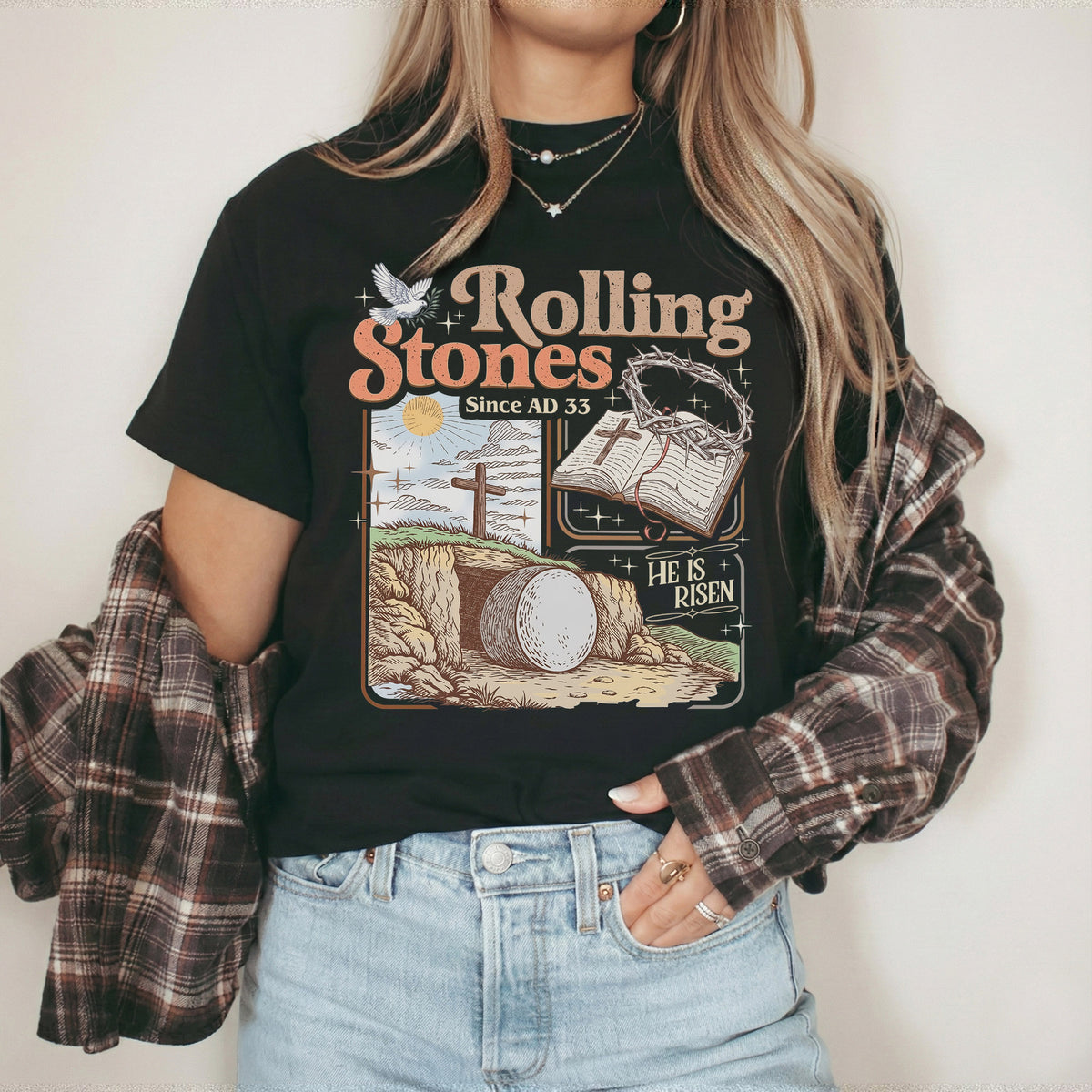 Rolling Stones Since AD 33 Christian Easter – He is Risen – Unisex Tshirt / Hoodie / Sweatshirt