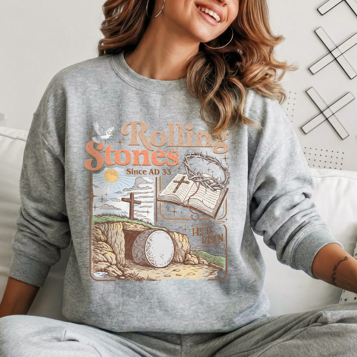 Rolling Stones Since AD 33 Christian Easter – He is Risen – Unisex Tshirt / Hoodie / Sweatshirt
