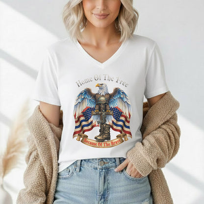 Home of the Free Because of the Brave Patriotic Eagle – Faith & Freedom – Unisex Tshirt Gildan / Tshirt Comfort / V-neck/ Hoodie / Sweatshirt