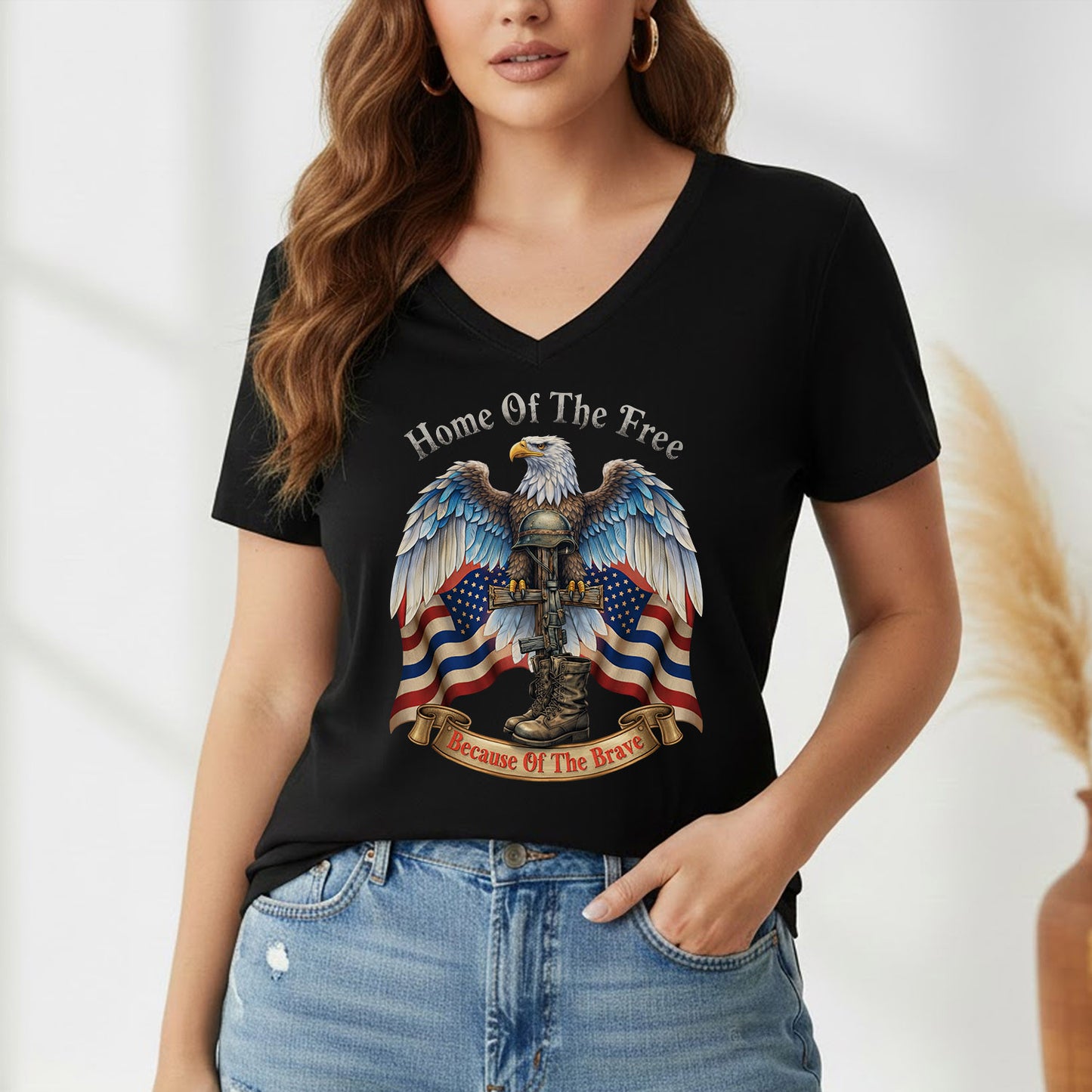 Home of the Free Because of the Brave Patriotic Eagle – Faith & Freedom – Unisex Tshirt Gildan / Tshirt Comfort / V-neck/ Hoodie / Sweatshirt