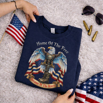 Home of the Free Because of the Brave Patriotic Eagle – Faith & Freedom – Unisex Tshirt Gildan / Tshirt Comfort / V-neck/ Hoodie / Sweatshirt