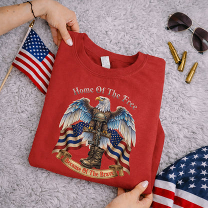 Home of the Free Because of the Brave Patriotic Eagle – Faith & Freedom – Unisex Tshirt Gildan / Tshirt Comfort / V-neck/ Hoodie / Sweatshirt
