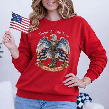 Home of the Free Because of the Brave Patriotic Eagle – Faith & Freedom – Unisex Tshirt Gildan / Tshirt Comfort / V-neck/ Hoodie / Sweatshirt