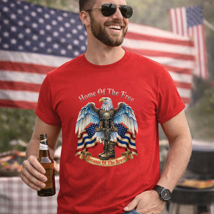 Home of the Free Because of the Brave Patriotic Eagle – Faith & Freedom – Unisex Tshirt Gildan / Tshirt Comfort / V-neck/ Hoodie / Sweatshirt