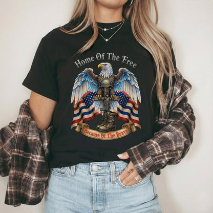 Home of the Free Because of the Brave Patriotic Eagle – Faith & Freedom – Unisex Tshirt Gildan / Tshirt Comfort / V-neck/ Hoodie / Sweatshirt