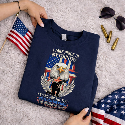 Stand for the Flag Kneel for the Cross Remember the Fallen – Faith & Freedom – Unisex Tshirt Gildan / Tshirt Comfort / V-neck/ Hoodie / Sweatshirt