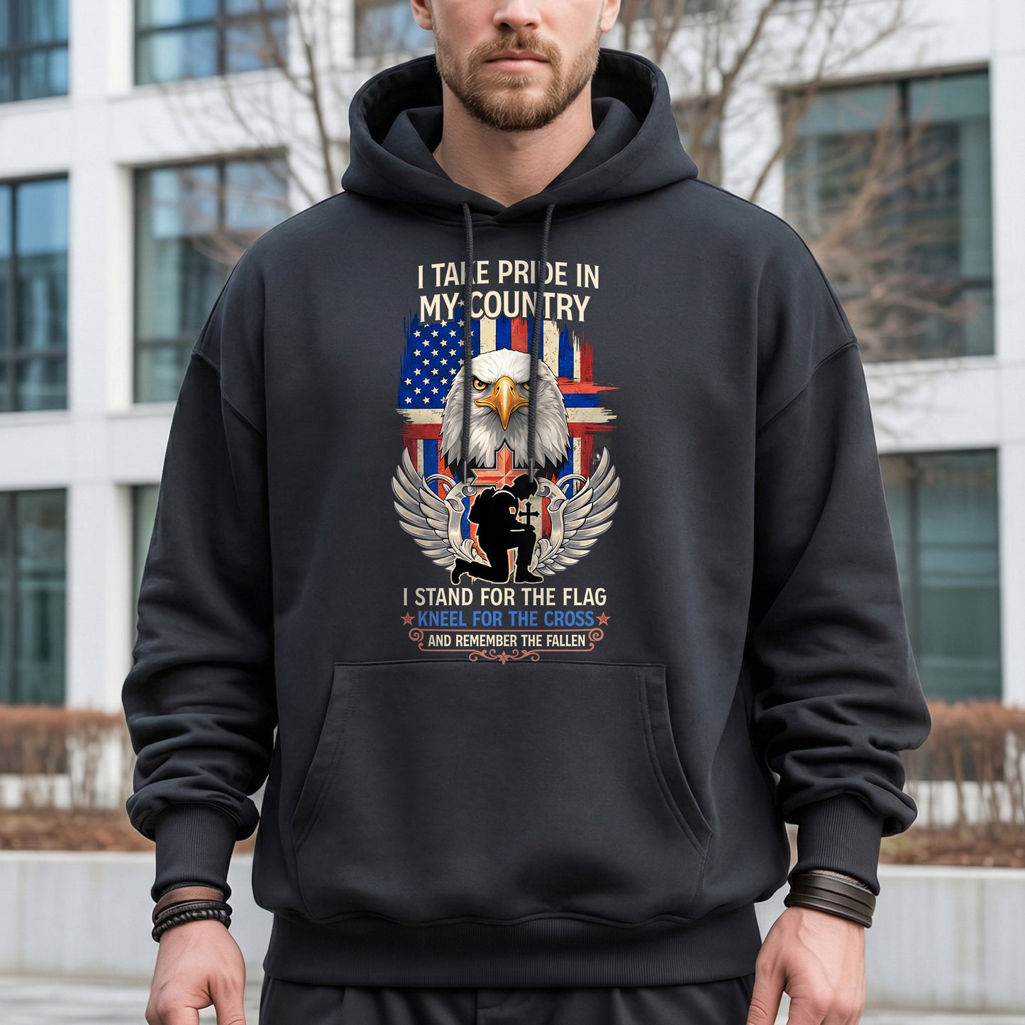 Stand for the Flag Kneel for the Cross Remember the Fallen – Faith & Freedom – Unisex Tshirt Gildan / Tshirt Comfort / V-neck/ Hoodie / Sweatshirt