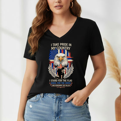 Stand for the Flag Kneel for the Cross Remember the Fallen – Faith & Freedom – Unisex Tshirt Gildan / Tshirt Comfort / V-neck/ Hoodie / Sweatshirt
