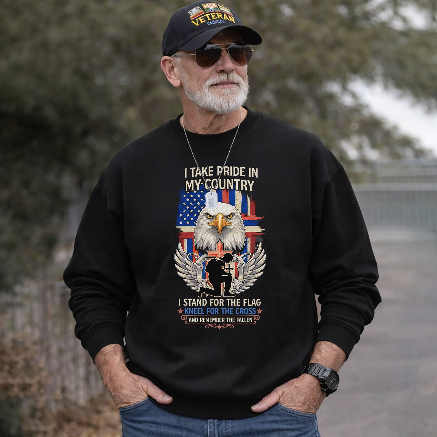 Stand for the Flag Kneel for the Cross Remember the Fallen – Faith & Freedom – Unisex Tshirt Gildan / Tshirt Comfort / V-neck/ Hoodie / Sweatshirt