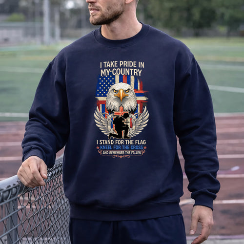 Stand for the Flag Kneel for the Cross Remember the Fallen – Faith & Freedom – Unisex Tshirt Gildan / Tshirt Comfort / V-neck/ Hoodie / Sweatshirt