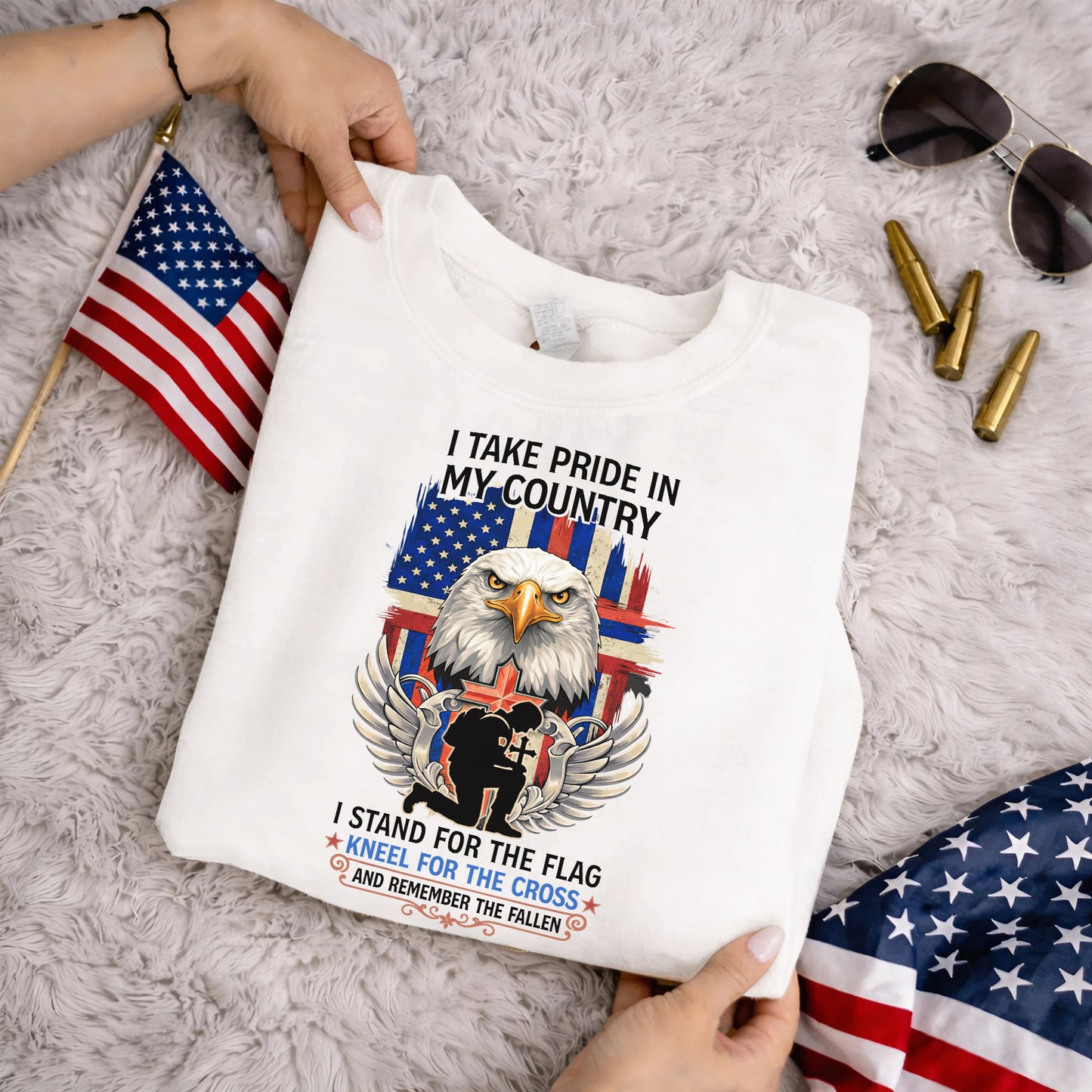 Stand for the Flag Kneel for the Cross Remember the Fallen – Faith & Freedom – Unisex Tshirt Gildan / Tshirt Comfort / V-neck/ Hoodie / Sweatshirt