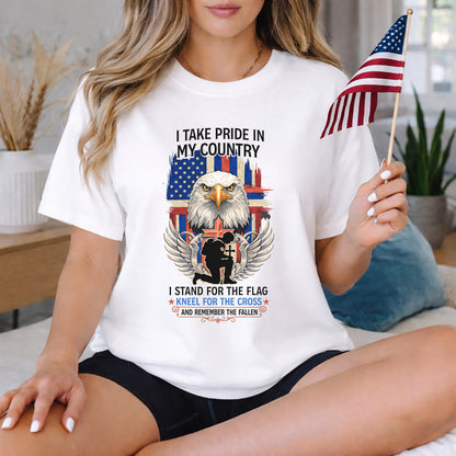 Stand for the Flag Kneel for the Cross Remember the Fallen – Faith & Freedom – Unisex Tshirt Gildan / Tshirt Comfort / V-neck/ Hoodie / Sweatshirt